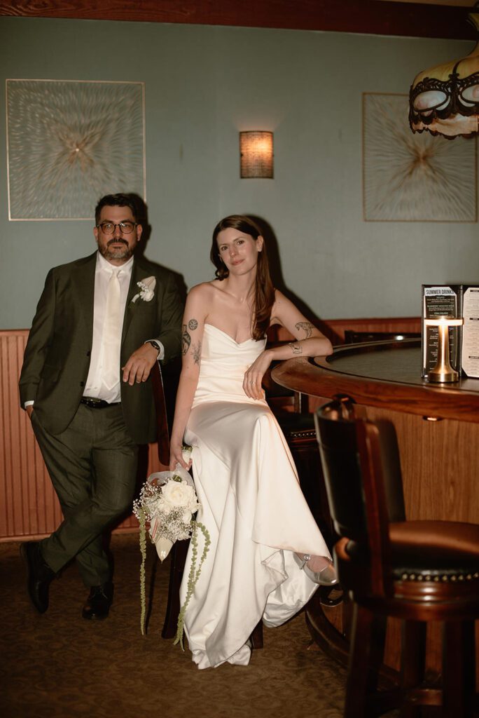 Playful kitsch style Wisconsin wedding portraits