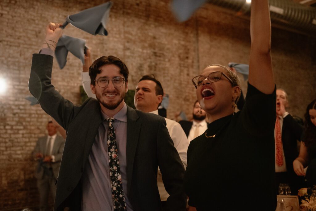 documentary style photos during wedding reception