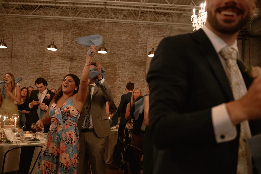 documentary style photos during wedding reception