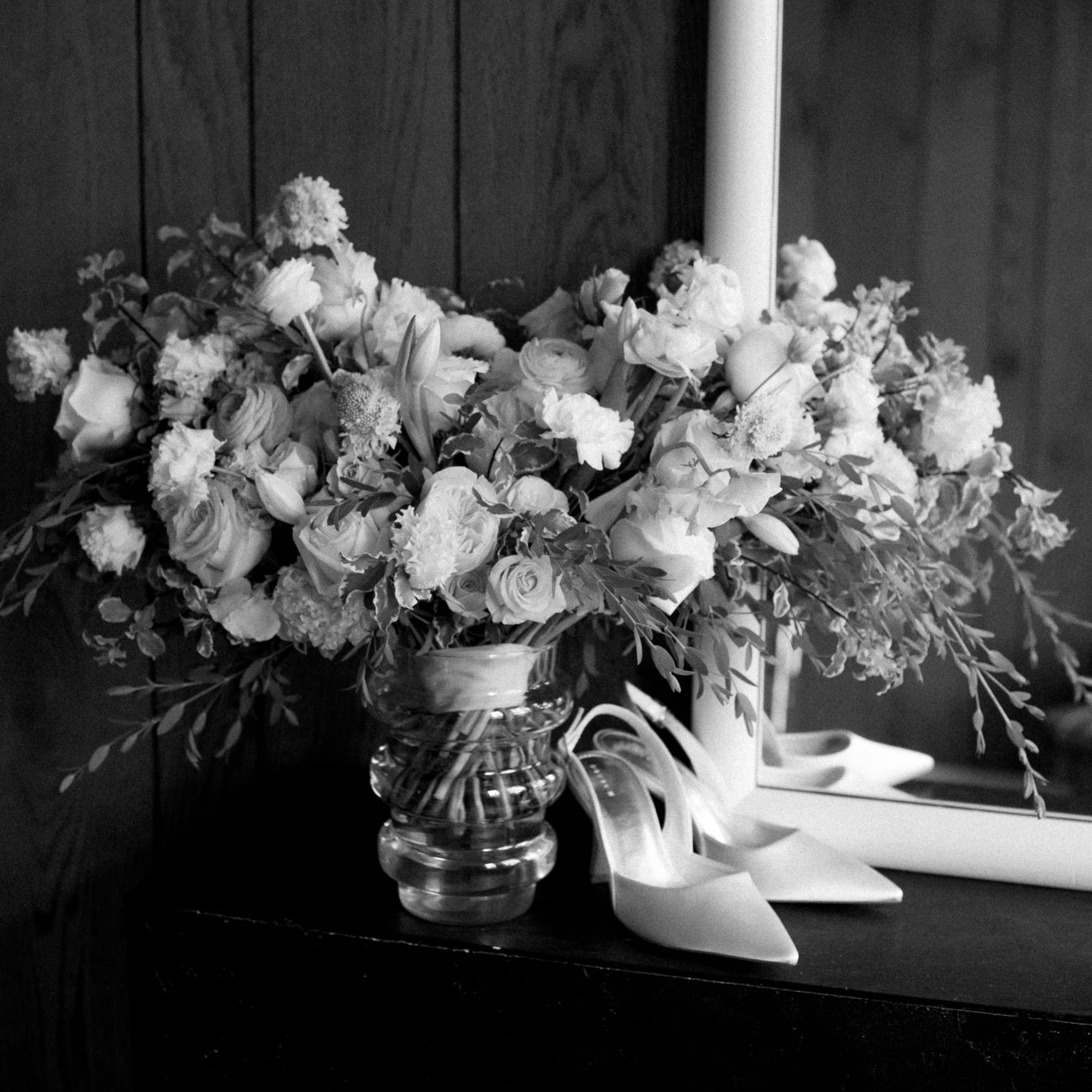 Bridal bouquet by The Flower Bar for wedding at The Wade House.